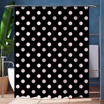 Polka Dots - Piggy Pink on Black Shower Curtain 60  x 72  (Medium)