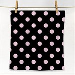 Polka Dots - Piggy Pink on Black Face Towel