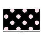 Polka Dots - Piggy Pink on Black Business Card Holder