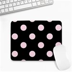 Polka Dots - Piggy Pink on Black Small Mousepad