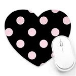 Polka Dots - Piggy Pink on Black Heart Mousepad