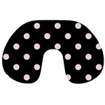 Polka Dots - Piggy Pink on Black Travel Neck Pillow