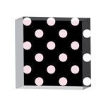 Polka Dots - Piggy Pink on Black 4 x 4  Acrylic Photo Block