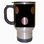 Polka Dots - Piggy Pink on Black Travel Mug (Silver Gray)