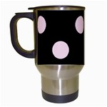 Polka Dots - Piggy Pink on Black Travel Mug (Black)