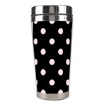 Polka Dots - Piggy Pink on Black Stainless Steel Travel Tumbler