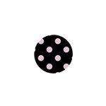 Polka Dots - Piggy Pink on Black 1  Mini Button