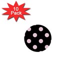 Polka Dots - Piggy Pink on Black 1  Mini Button (10 pack)