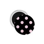 Polka Dots - Piggy Pink on Black 1.75  Magnet