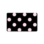 Polka Dots - Piggy Pink on Black Magnet (Name Card)