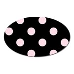 Polka Dots - Piggy Pink on Black Magnet (Oval)