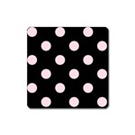 Polka Dots - Piggy Pink on Black Magnet (Square)