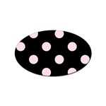 Polka Dots - Piggy Pink on Black Sticker Oval (100 pack)