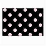 Polka Dots - Piggy Pink on Black Postcard 4  x 6 