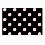 Polka Dots - Piggy Pink on Black Postcard 5  x 7 