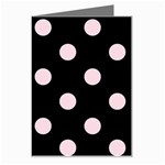 Polka Dots - Piggy Pink on Black Greeting Card