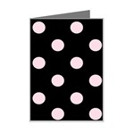 Polka Dots - Piggy Pink on Black Mini Greeting Card