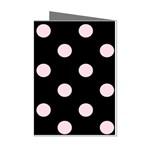 Polka Dots - Piggy Pink on Black Mini Greeting Cards (Pkg of 8)