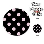 Polka Dots - Piggy Pink on Black Multi-purpose Cards (Round)