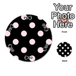 Polka Dots - Piggy Pink on Black Playing Cards 54 (Round)