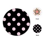 Polka Dots - Piggy Pink on Black Playing Cards (Round)