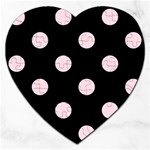 Polka Dots - Piggy Pink on Black Jigsaw Puzzle (Heart)