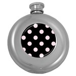 Polka Dots - Piggy Pink on Black Hip Flask (5 oz)