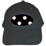Polka Dots - Piggy Pink on Black Black Cap