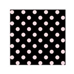 Polka Dots - Pale Pink on Black Small Satin Scarf  (Square)