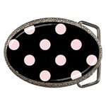 Polka Dots - Pale Pink on Black Belt Buckle