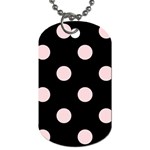 Polka Dots - Pale Pink on Black Dog Tag (One Side)