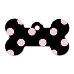 Polka Dots - Pale Pink on Black Dog Tag Bone (One Side)