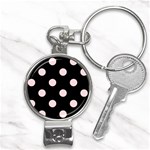 Polka Dots - Pale Pink on Black Nail Clippers Key Chain