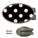 Polka Dots - Pale Pink on Black Money Clip (Oval)