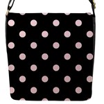 Polka Dots - Pale Pink on Black Flap Closure Messenger Bag (S)