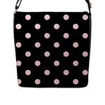 Polka Dots - Pale Pink on Black Flap Closure Messenger Bag (L)
