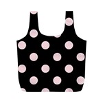 Polka Dots - Pale Pink on Black Full Print Recycle Bag (M)