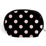 Polka Dots - Pale Pink on Black Accessory Pouch (Medium)