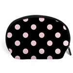 Polka Dots - Pale Pink on Black Accessory Pouch (Large)