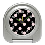 Polka Dots - Pale Pink on Black Desk Alarm Clock
