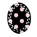 Polka Dots - Pale Pink on Black Ornament (Bell) Ornament (Oval Filigree)