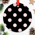 Polka Dots - Pale Pink on Black Ornament (Round)