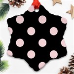 Polka Dots - Pale Pink on Black Ornament (Snowflake)