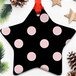 Polka Dots - Pale Pink on Black Ornament (Star)