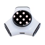 Polka Dots - Pale Pink on Black Portable USB Hub (One Side)