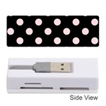 Polka Dots - Pale Pink on Black Memory Card Reader (Stick)