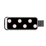 Polka Dots - Pale Pink on Black Portable USB Flash (One Side)