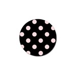 Polka Dots - Pale Pink on Black Golf Ball Marker