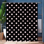 Polka Dots - Pale Pink on Black Shower Curtain 60  x 72  (Medium)