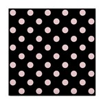 Polka Dots - Pale Pink on Black Face Towel